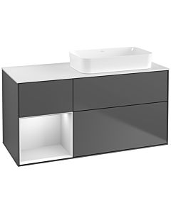 Villeroy und Boch Finion Villeroy und Boch F681MTGK 120x60.3x50.1cm, étagère gauche laqué blanc mat, anthracite mat