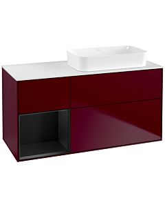 Villeroy und Boch Finion Waschtischunterschrank F681PDHB 120x60,3x50,1cm, Regal links Black matt lacquer, Peony Matt
