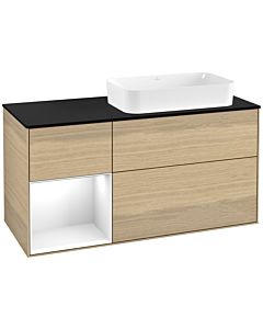 Villeroy und Boch Finion Waschtischunterschrank F682GFPC 120x60,3x50,1cm, Regal links Glossy white lacquer, Oak Veneer