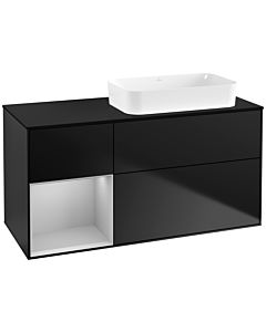 Villeroy und Boch Finion Villeroy und Boch F682GJPD 120x60.3x50.1cm, étagère à gauche gris clair mat, laqué noir mat