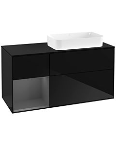 Villeroy und Boch Finion Villeroy und Boch F682GKPH 120x60.3x50.1cm, étagère gauche anthracite mat, Glossy Black Lacquer