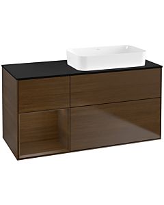 Villeroy und Boch Finion Waschtischunterschrank F682GNGN 120x60,3x50,1cm, Regal links Walnut veneer, Walnut veneer