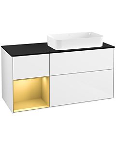Villeroy und Boch Finion Villeroy und Boch Finion F682HFGF 120x60.3x50.1cm, shelf on the left matt gold, glossy white lacquer