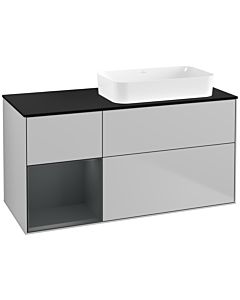 Villeroy und Boch Finion Villeroy und Boch F682HGGJ 120x60.3x50.1cm, étagère à gauche Midnight Blue Matt Lacquer , gris clair mat