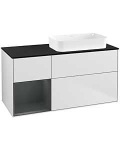 Villeroy und Boch Finion Waschtischunterschrank F682HGMT 120x60,3x50,1cm, Regal links Midnight Blue Matt Lacquer, White matt lacquer