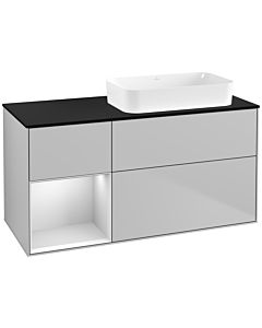Villeroy und Boch Finion Villeroy und Boch F682MTGJ 120x60.3x50.1cm, étagère gauche laqué blanc mat, gris clair mat
