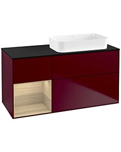 Villeroy und Boch Finion Waschtischunterschrank F682PCHB 120x60,3x50,1cm, Regal links Oak Veneer, Peony Matt