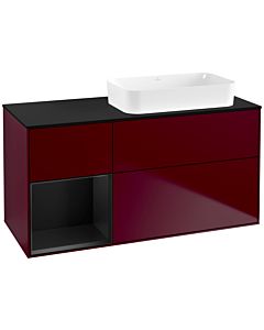 Villeroy und Boch Finion Waschtischunterschrank F682PDHB 120x60,3x50,1cm, Regal links Black matt lacquer, Peony Matt