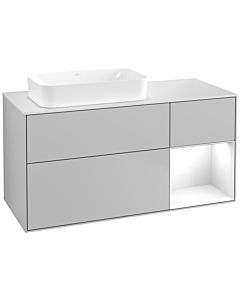 Villeroy und Boch Finion Waschtischunterschrank F691GFGJ 120x60,3x50,1cm, Regal rechts Glossy white lacquer, Light grey matt