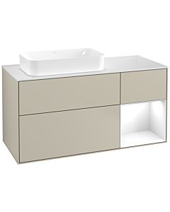 Villeroy und Boch Finion Villeroy und Boch F691GFHH 120x60.3x50.1cm, étagère à droite Laque blanc brillant, Sand Matt Lacquer