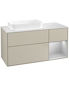 Villeroy und Boch Finion Waschtischunterschrank F691GJHH 120x60,3x50,1cm, Regal rechts Light grey matt, Sand Matt Lacquer