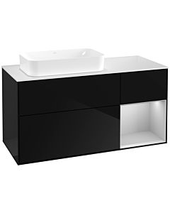 Villeroy und Boch Finion Waschtischunterschrank F691GJPH 120x60,3x50,1cm, Regal rechts Light grey matt, Glossy Black Lacquer