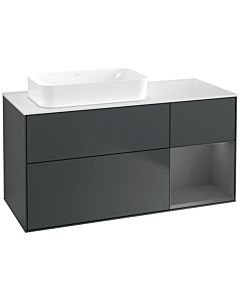 Villeroy und Boch Finion Waschtischunterschrank F691GKHG 120x60,3x50,1cm, Regal rechts Anthracite matt, Midnight Blue Matt Lacquer