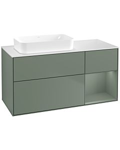 Villeroy und Boch Finion Waschtischunterschrank F691GMGM 120x60,3x50,1cm, Regal rechts Olive Matt Lacquer, Olive Matt Lacquer