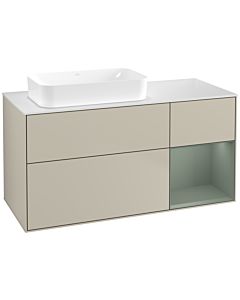Villeroy und Boch Finion Waschtischunterschrank F691GMHH 120x60,3x50,1cm, Regal rechts Olive Matt Lacquer, Sand Matt Lacquer