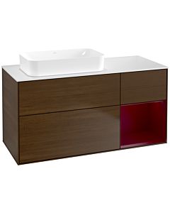 Villeroy und Boch Finion Waschtischunterschrank F691HBGN 120x60,3x50,1cm, Regal rechts Peony, Walnut veneer
