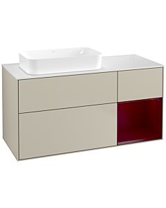 Villeroy und Boch Finion Waschtischunterschrank F691HBHH 120x60,3x50,1cm, Regal rechts Peony, Sand Matt Lacquer