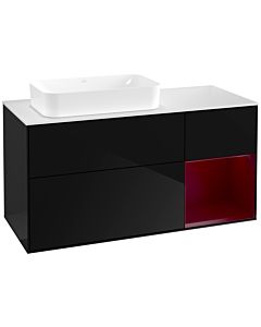 Villeroy und Boch Finion Villeroy und Boch F691HBPH 120x60.3x50.1cm, étagère à droite Peony , Glossy Black Lacquer