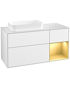 Villeroy und Boch Finion Villeroy und Boch F691HFGF 120x60.3x50.1cm, étagère à droite or mat, laqué blanc brillant