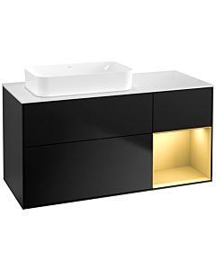 Villeroy und Boch Finion Villeroy und Boch F691HFPD 120x60.3x50.1cm, étagère droite or mat, laqué noir mat