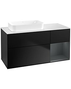 Villeroy und Boch Finion Waschtischunterschrank F691HGPD 120x60,3x50,1cm, Regal rechts Midnight Blue Matt Lacquer, Black matt lacquer