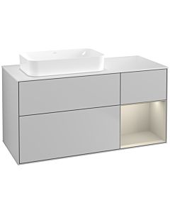 Villeroy und Boch Finion Waschtischunterschrank F691HHGJ 120x60,3x50,1cm, Regal rechts Sand Matt, Light grey matt