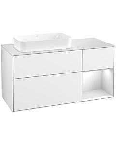 Villeroy und Boch Finion Villeroy und Boch F691MTGF 120x60.3x50.1cm, étagère à droite laqué blanc mat, laqué blanc brillant