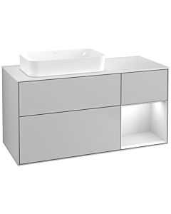 Villeroy und Boch Finion Waschtischunterschrank F691MTGJ 120x60,3x50,1cm, Regal rechts White matt lacquer, Light grey matt