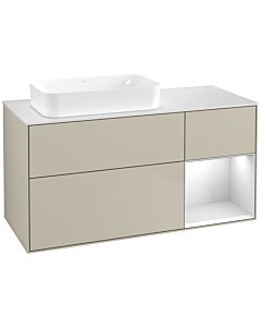 Villeroy und Boch Finion Villeroy und Boch F691MTHH 120x60.3x50.1cm, étagère à droite laqué blanc mat, Sand Matt Lacquer