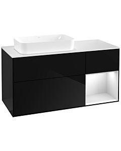 Villeroy und Boch Finion Villeroy und Boch F691MTPH 120x60.3x50.1cm, étagère à droite laqué blanc mat, Glossy Black Lacquer