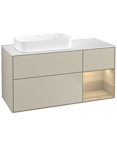 Villeroy und Boch Finion Waschtischunterschrank F691PCHH 120x60,3x50,1cm, Regal rechts Oak Veneer, Sand Matt Lacquer
