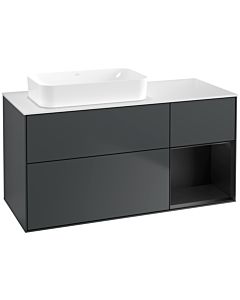 Villeroy und Boch Finion Waschtischunterschrank F691PDHG 120x60,3x50,1cm, Regal rechts Black matt lacquer, Midnight Blue Matt Lacquer