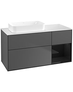 Villeroy und Boch Finion Villeroy und Boch F691PHGK 120x60.3x50.1cm, étagère à droite Glossy Black Lacquer , anthracite mat