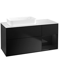 Villeroy und Boch Finion Villeroy und Boch F691PHPD 120x60.3x50.1cm, étagère à droite Glossy Black Lacquer , laqué noir mat