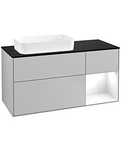 Villeroy und Boch Finion Waschtischunterschrank F692GFGJ 120x60,3x50,1cm, Regal rechts Glossy white lacquer, Light grey matt