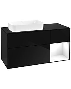 Villeroy und Boch Finion Villeroy und Boch F692GFPH 120x60.3x50.1cm, étagère à droite Laque blanc brillant, Glossy Black Lacquer