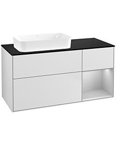Villeroy und Boch Finion Waschtischunterschrank F692GJMT 120x60,3x50,1cm, Regal rechts Light grey matt, White matt lacquer