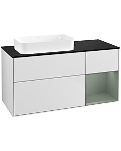 Villeroy und Boch Finion Waschtischunterschrank F692GMMT 120x60,3x50,1cm, Regal rechts Olive Matt Lacquer, White matt lacquer
