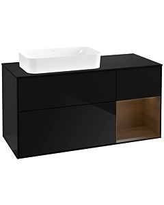 Villeroy und Boch Finion Villeroy und Boch F692GNPH 120x60.3x50.1cm, étagère à droite placage noyer, Glossy Black Lacquer