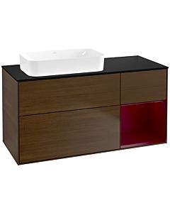 Villeroy und Boch Finion Waschtischunterschrank F692HBGN 120x60,3x50,1cm, Regal rechts Peony, Walnut veneer