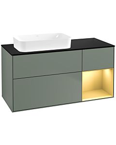 Villeroy und Boch Finion Waschtischunterschrank F692HFGM 120x60,3x50,1cm, Regal rechts Gold matt, Olive Matt Lacquer