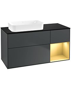 Villeroy und Boch Finion Waschtischunterschrank F692HFHG 120x60,3x50,1cm, Regal rechts Gold matt, Midnight Blue Matt Lacquer