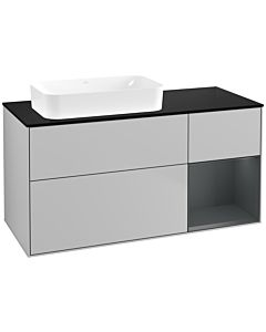 Villeroy und Boch Finion Waschtischunterschrank F692HGGJ 120x60,3x50,1cm, Regal rechts Midnight Blue Matt Lacquer, Light grey matt