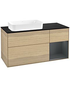 Villeroy und Boch Finion Waschtischunterschrank F692HGPC 120x60,3x50,1cm, Regal rechts Midnight Blue Matt Lacquer, Oak Veneer