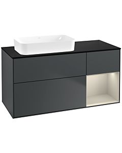 Villeroy und Boch Finion Waschtischunterschrank F692HHHG 120x60,3x50,1cm, Regal rechts Sand Matt, Midnight Blue Matt Lacquer