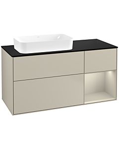 Villeroy und Boch Finion Waschtischunterschrank F692HHHH 120x60,3x50,1cm, Regal rechts Sand Matt, Sand Matt Lacquer