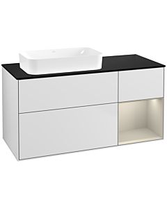 Villeroy und Boch Finion Waschtischunterschrank F692HHMT 120x60,3x50,1cm, Regal rechts Sand Matt, White matt lacquer