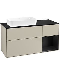 Villeroy und Boch Finion Villeroy und Boch F692PDHH 120x60.3x50.1cm, étagère à droite laqué noir mat, Sand Matt Lacquer