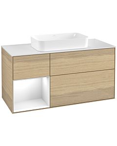 Villeroy und Boch Finion Villeroy und Boch F701GFPC 120x60.3x50.1cm, étagère gauche laqué blanc brillant, Oak Veneer