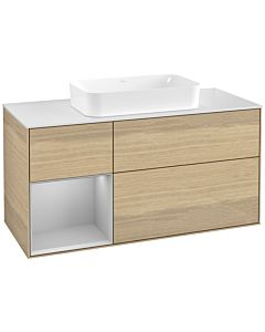Villeroy und Boch Finion Waschtischunterschrank F701GJPC 120x60,3x50,1cm, Regal links Light grey matt, Oak Veneer